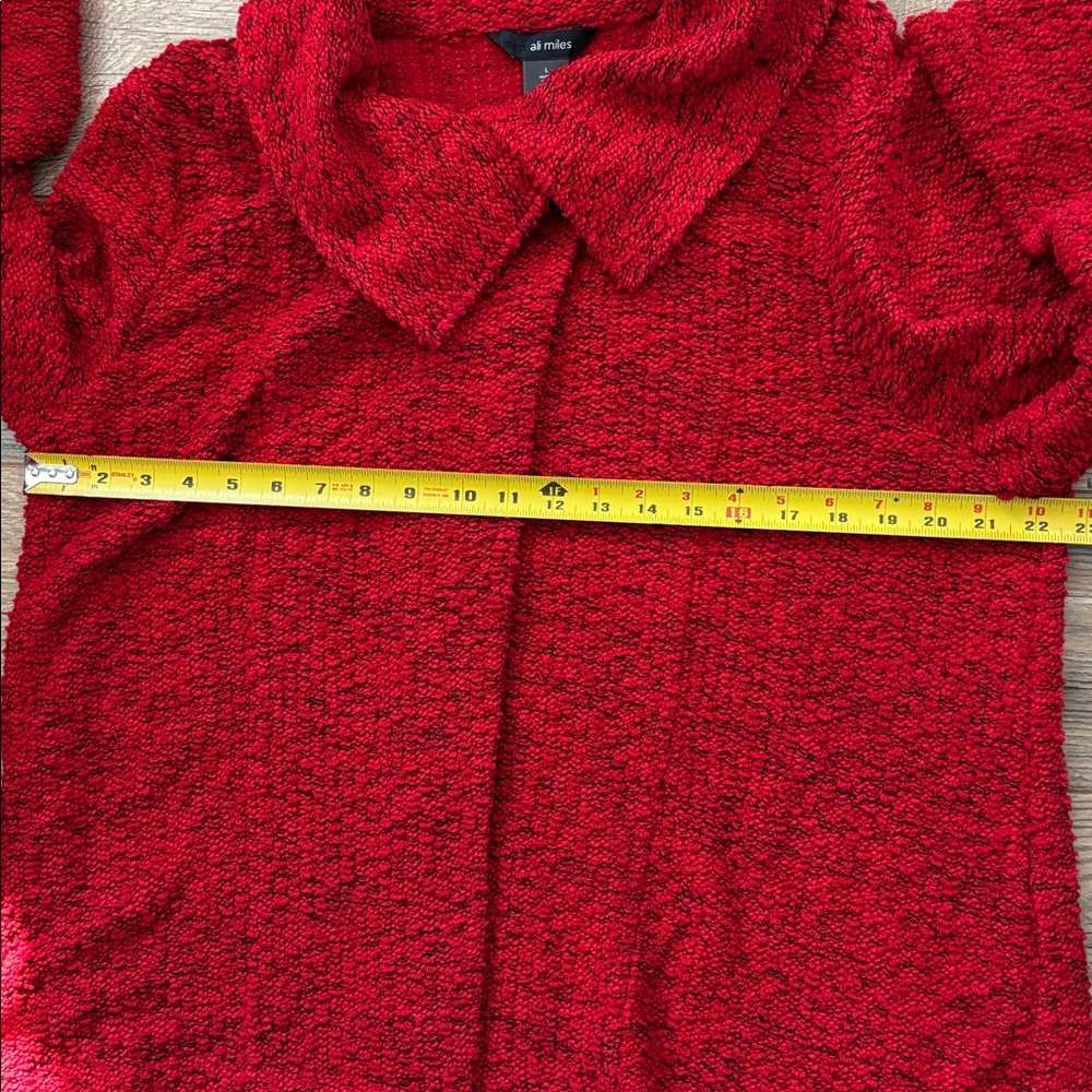 Ali Miles Red with Black Collared One Button Soft Shawl Cardigan Women’s Large - Picture 6 of 9